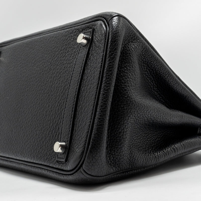Hermes Birkin 30 Clemence Black SHW Stamp Square L