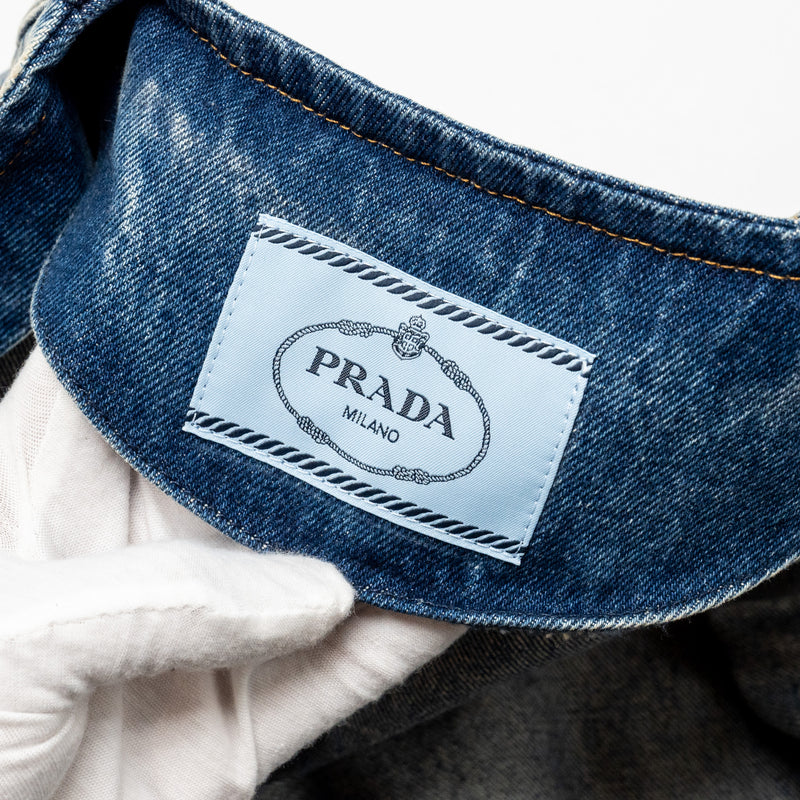 Prada Size 36 Denim Blouson Jacket Cotton Sky Blue