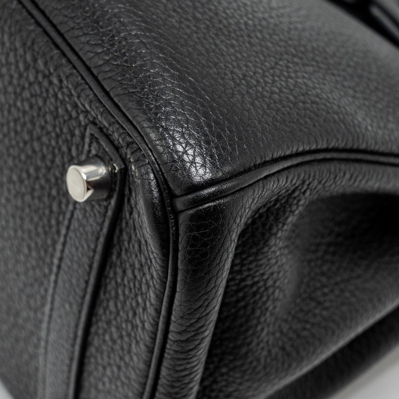 Hermes Birkin 30 Clemence Black SHW Stamp Square L