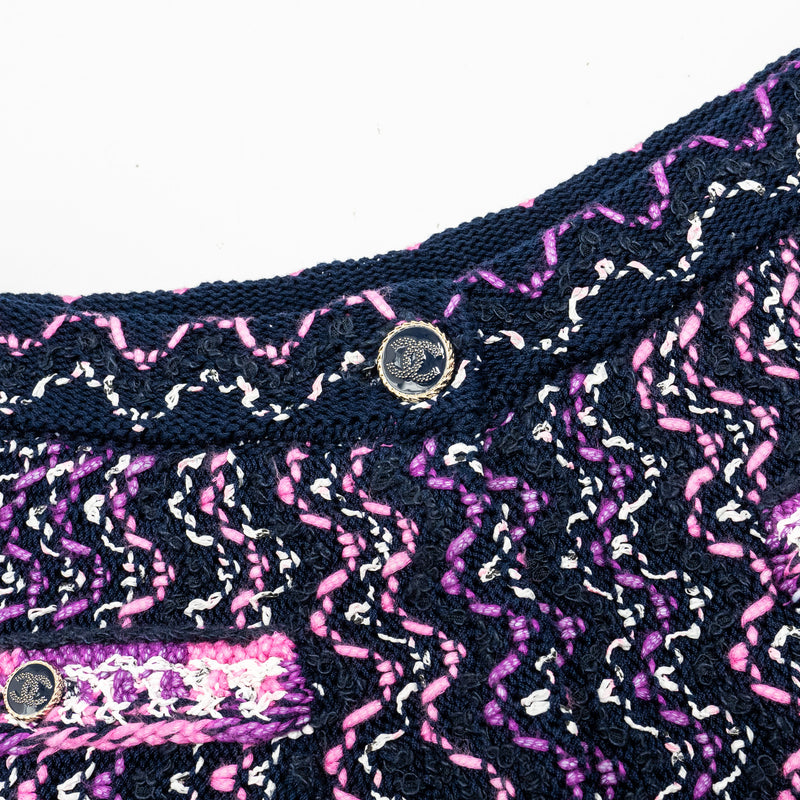 Chanel 21p Size 34 Pants Tweed Navy Blue/Purple/Pink