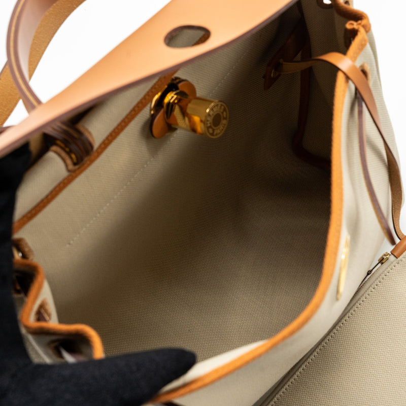 Hermes herbag zip 31 bag canvas / hunter beton / natural GHW stamp B