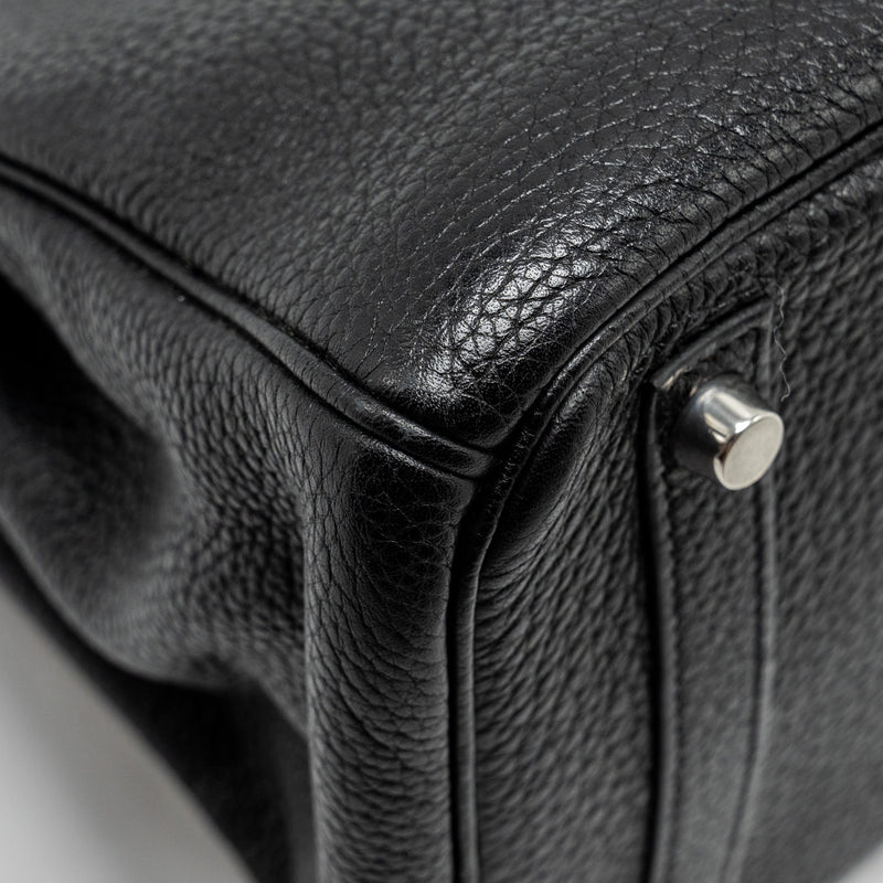 Hermes Birkin 30 Clemence Black SHW Stamp Square L