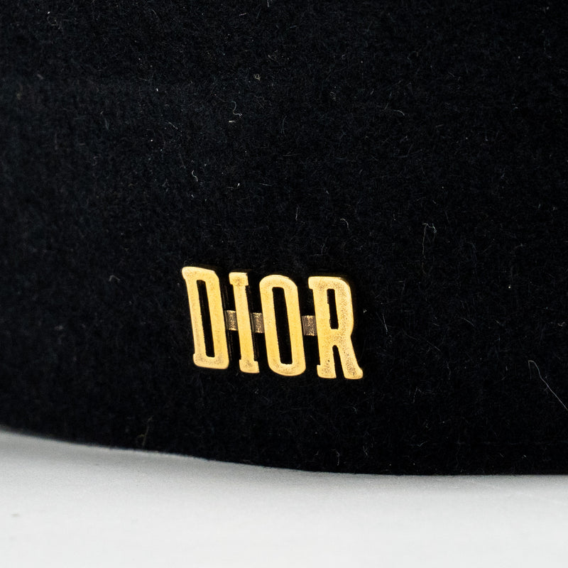 Dior Size 57 Beret Hat Rabbit Hair/Silk Black