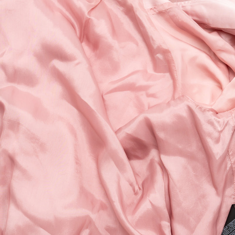 Saint Laurent Size 34 Satin Bomber Jacket Viscose Pink/White