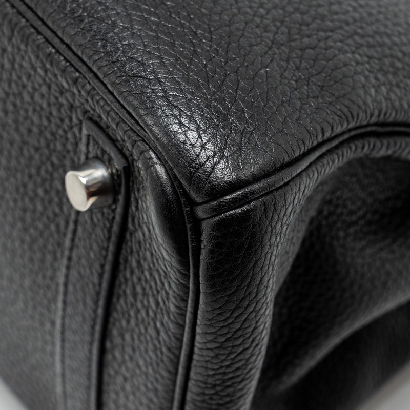Hermes Birkin 30 Clemence Black SHW Stamp Square L
