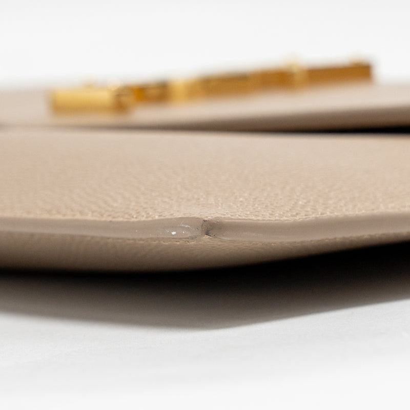 Saint laurent Uptown clutch grained calfskin beige GHW