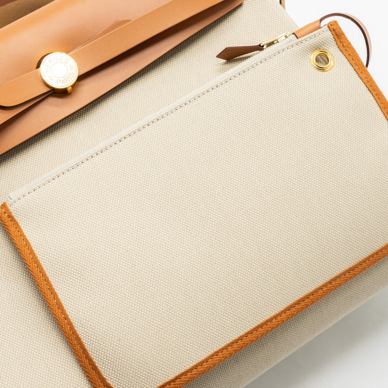 Hermes herbag zip 31 bag canvas / hunter beton / natural GHW stamp B