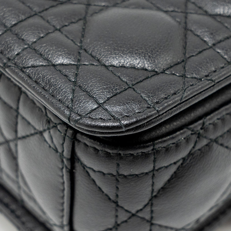 DIOR Small Dior Jolie Top Handle Bag Cannage Calfskin Black GHW