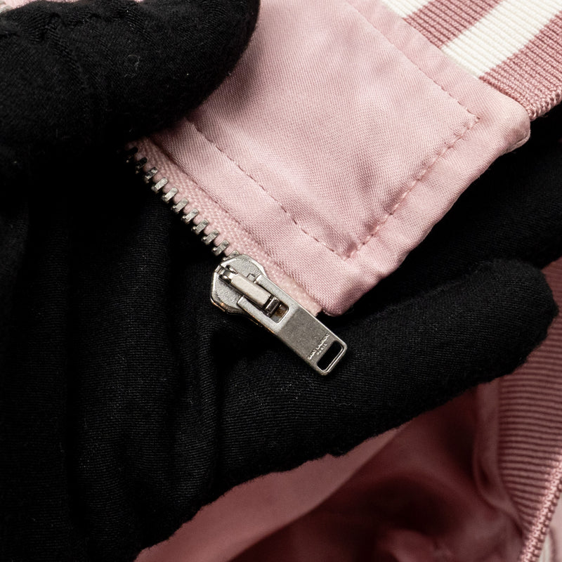 Saint Laurent Size 34 Satin Bomber Jacket Viscose Pink/White