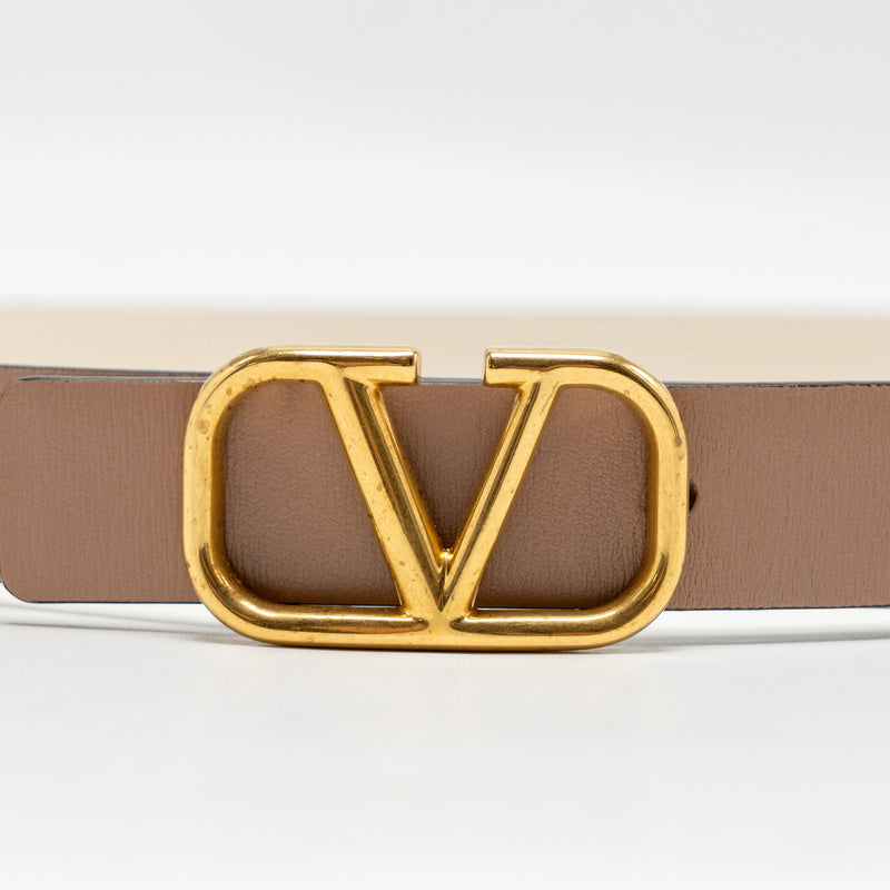 Valentino size 75 Vlogo signature 30mm double side belt calfskin cream/ dark beige GHW