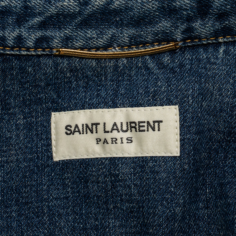 Saint Laurent Size S Stonewashed Denim Mini Dress Denim Blue