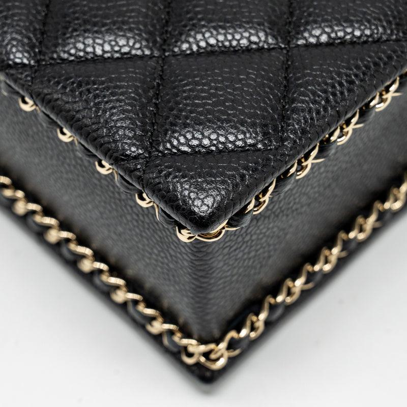 Chanel Quilted Evening Box Bag Caviar Black LGHW (Microchip)