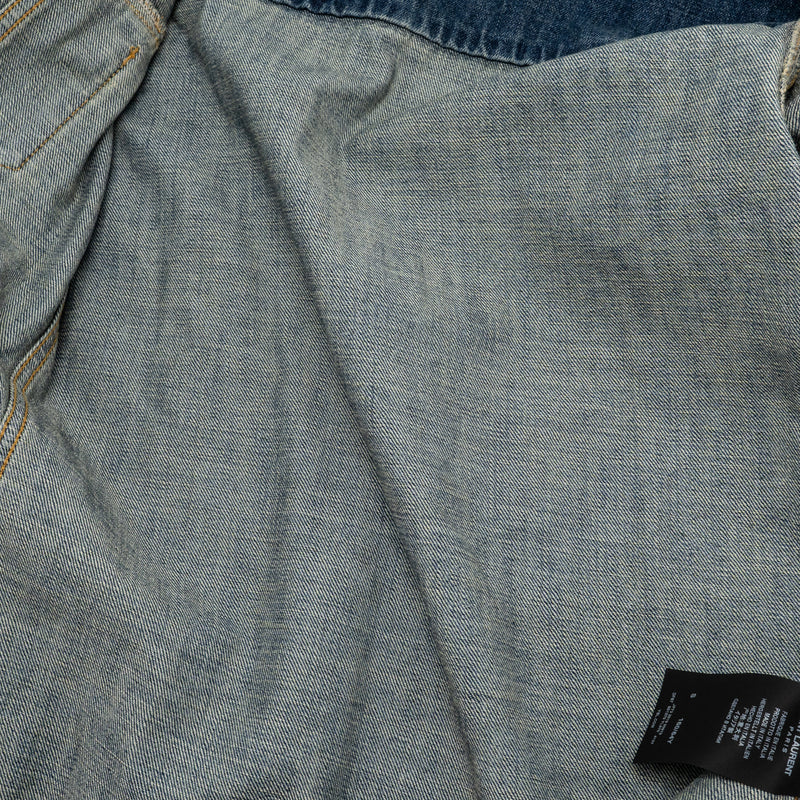 Saint Laurent Size S Stonewashed Denim Mini Dress Denim Blue