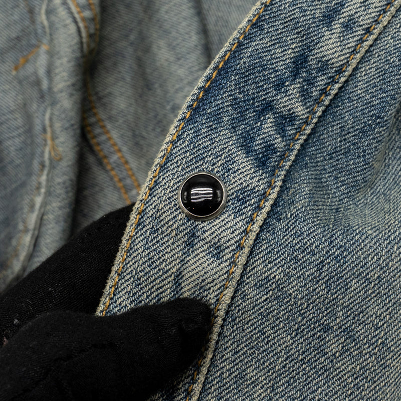 Saint Laurent Size S Stonewashed Denim Mini Dress Denim Blue