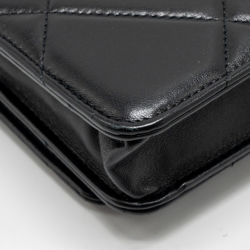 Chanel 19 Wallet On Chain Lambskin Black Multicolour Hardware