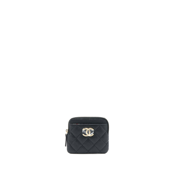 Chanel 23C Zipped Coin Purse Caviar Black LGHW (Microchip)