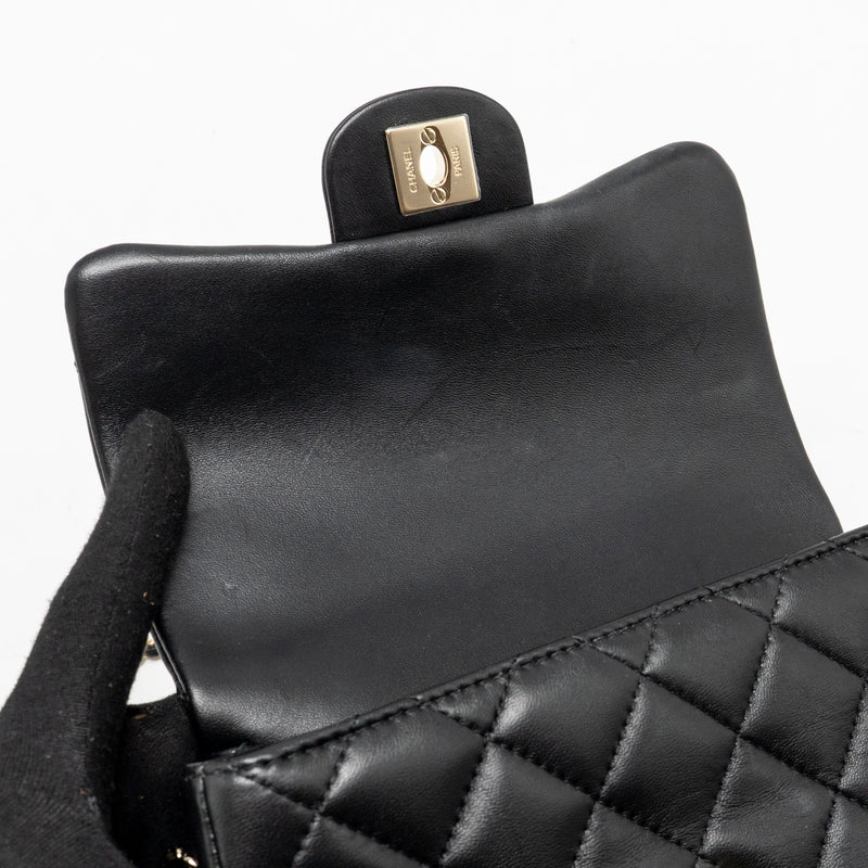 Chanel Quilted Flap Bag with Pearl Detailed Chain Lambskin Black LGHW