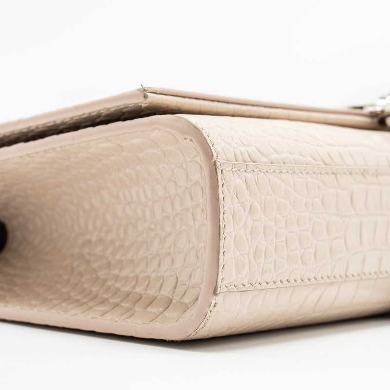 Saint Laurent/YSL Kate Bag Croc-Embossed Calfskin Beige SHW