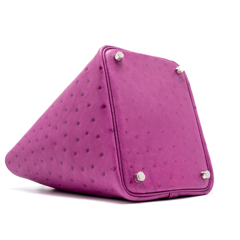 Hermes Picotin 18 Lock Bag Ostrich L3 Rose Pourpre Fuchsia SHW Stamp D