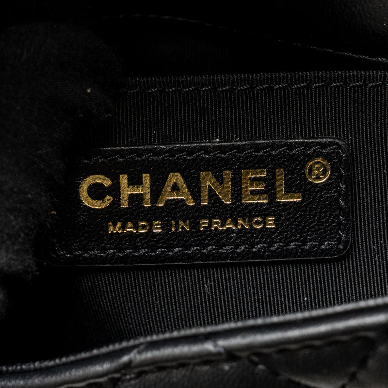 Chanel Quilted Flap Bag with Pearl Detailed Chain Lambskin Black LGHW