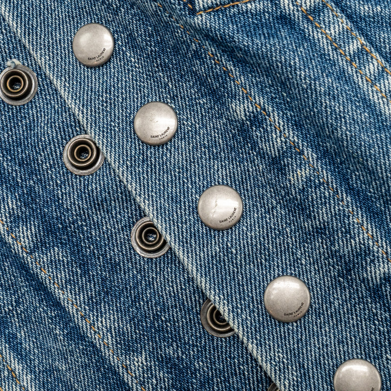 Saint Laurent Size XS Sleeveless Denim Vest Cotton Blue