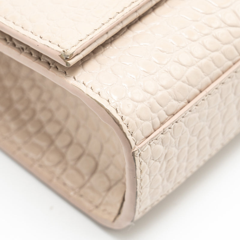 Saint Laurent/YSL Kate Bag Croc-Embossed Calfskin Beige SHW