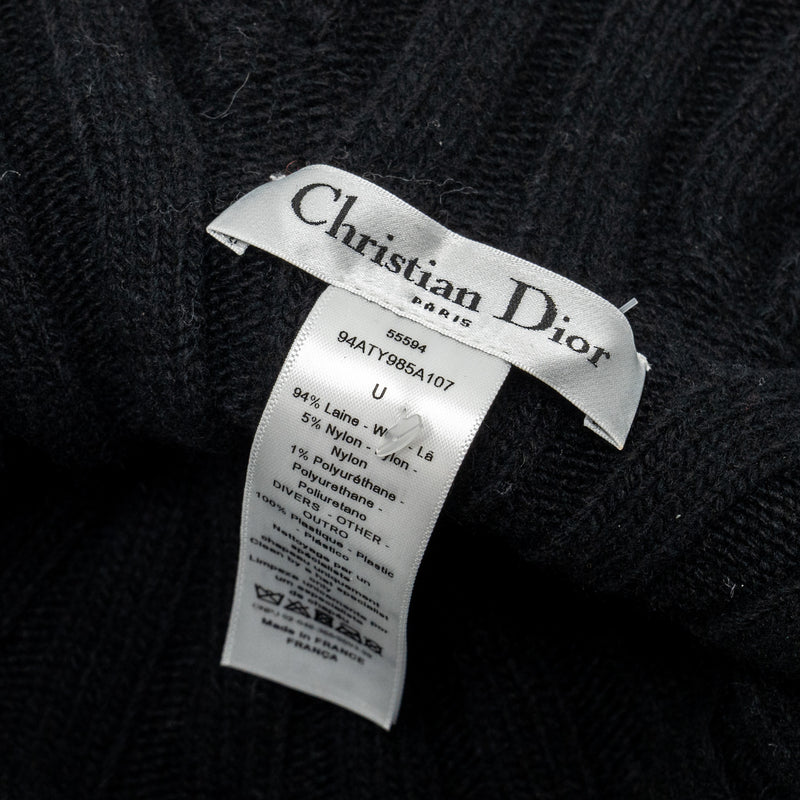 Dior Letter Logo Wire-Brimmed Beanie Wool Black