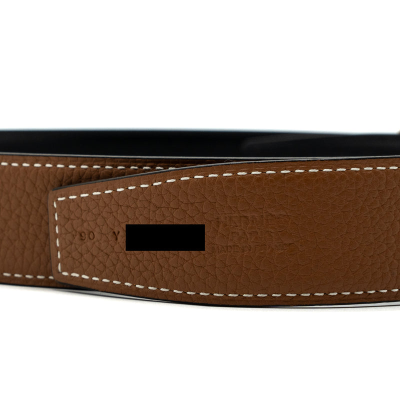Hermes size 90 32mm double side belt with limited edition buckle gold / black GHW stamp Y