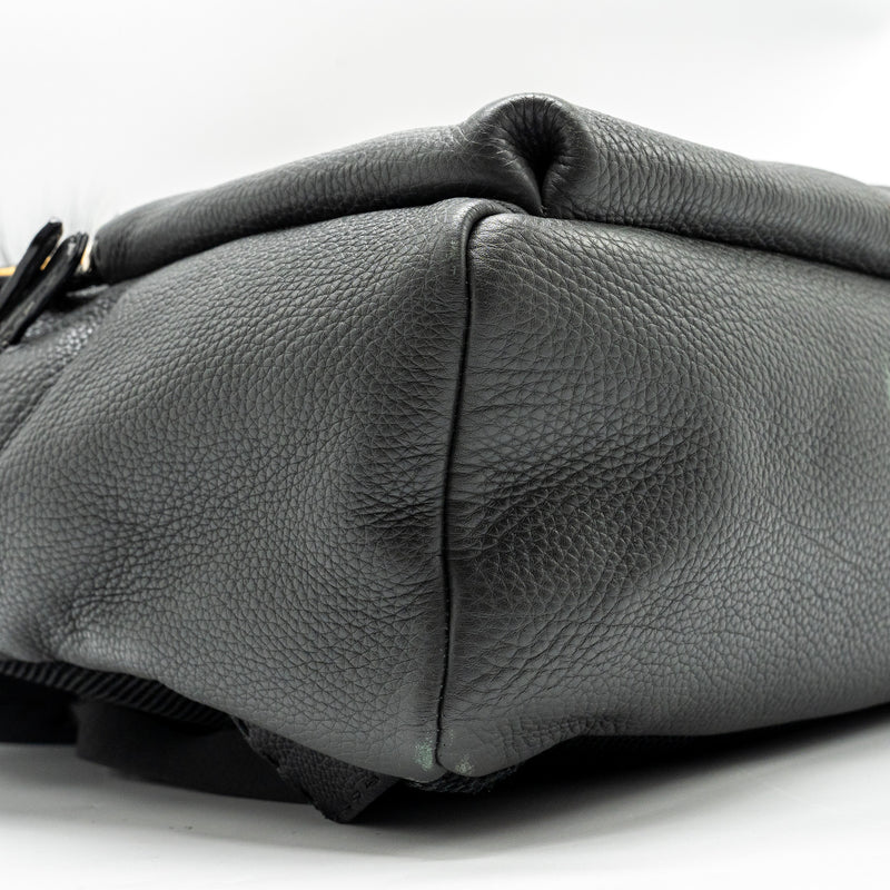 FENDI Large Backpack Calfskin/ Fur/ Crocodile Multicolor SHW