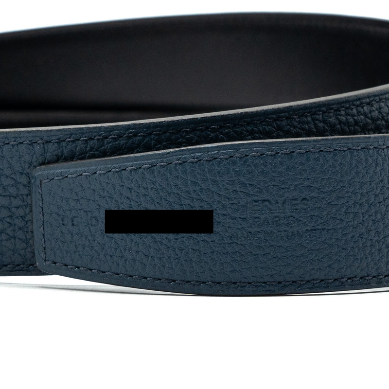 Hermes size 95 32mm double side belt with limited H buckle dark blue / black GHW stamp D