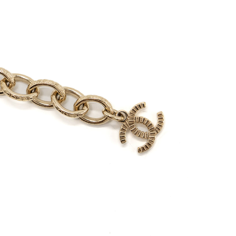 Chanel 20A multicolour wide bracelet light gold tone