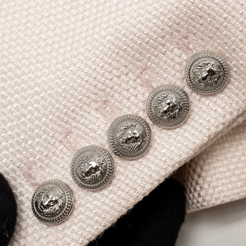 Balmain Size 38 Classic Jacket/Blazer Silver Button Viscose Pale Pink