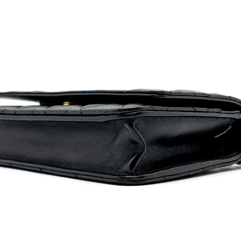 Chanel Detail Top Handle Wallet On Chain Lambskin Black Brushed GHW (Microchip)