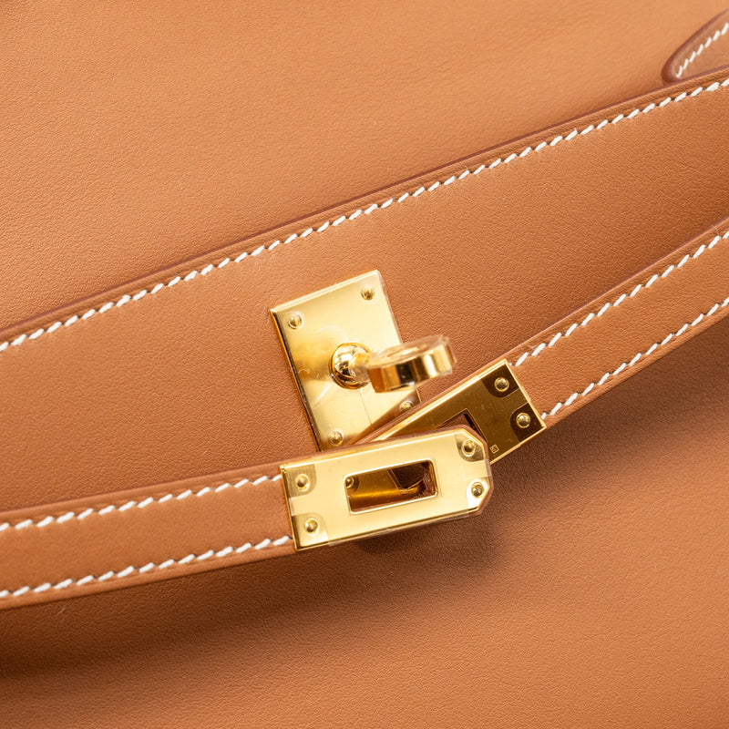 Hermes Kelly Pochette Swift Gold GHW Stamp W