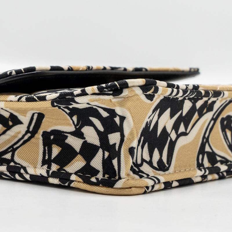 Chanel Mini Flap Clutch with Chain Fabric Beige/Multicolour LGHW(microchip)