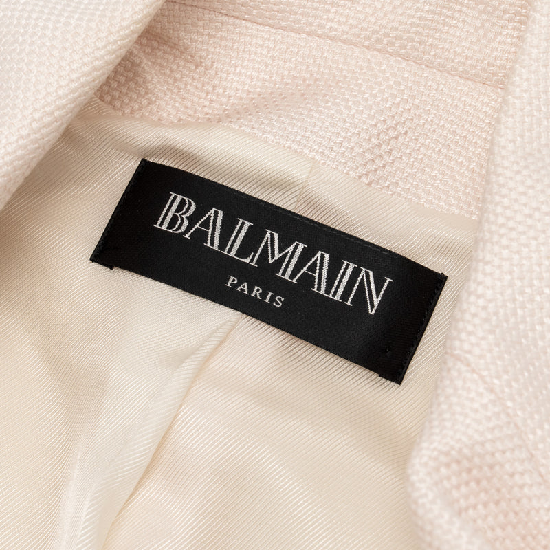Balmain Size 38 Classic Jacket/Blazer Silver Button Viscose Pale Pink