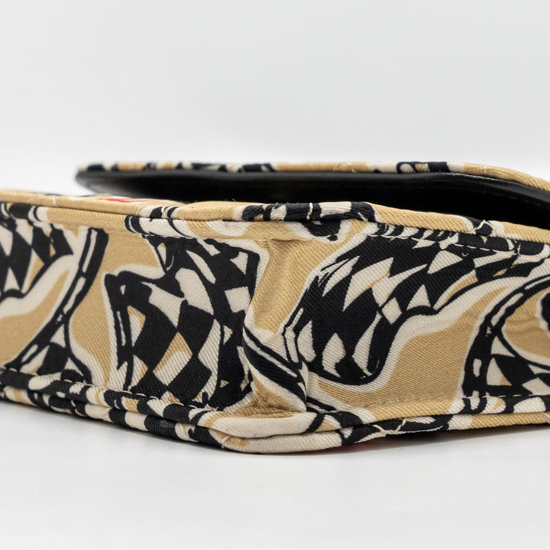 Chanel Mini Flap Clutch with Chain Fabric Beige/Multicolour LGHW(microchip)