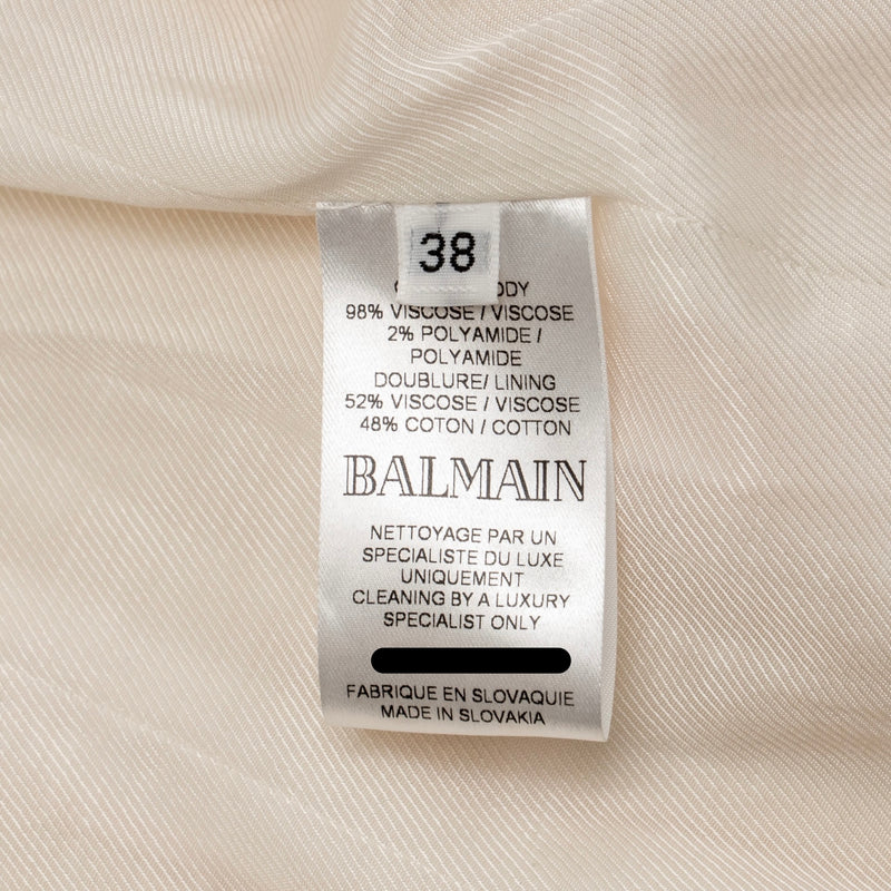 Balmain Size 38 Classic Jacket/Blazer Silver Button Viscose Pale Pink