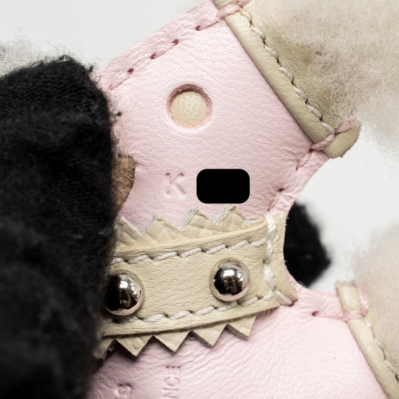 Hermes budy shearing bag charm wool/ leather ecru/ rose darling/ craie Stamp K