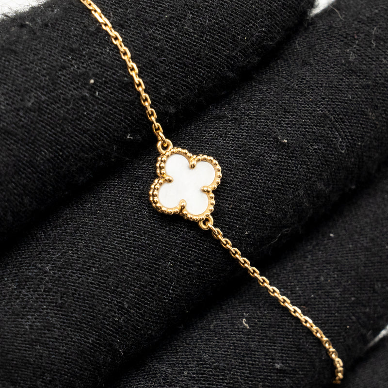 Van Cleef & Arpels Sweet Alhambra Bracelet White Mother-of-Pearl Yellow Gold