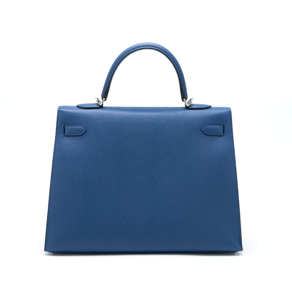 Hermes Kelly 35 Epsom S4 Deep Blue SHW Stamp D