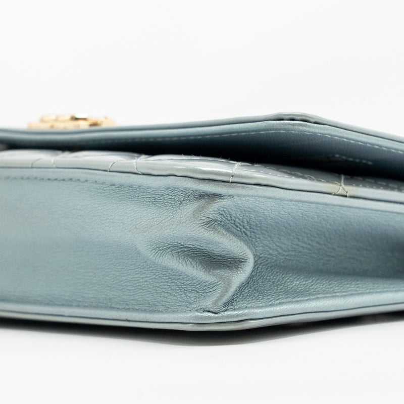 Chanel Boy Wallet on Chain Patent Calfskin Iridescent Light Blue LGHW
