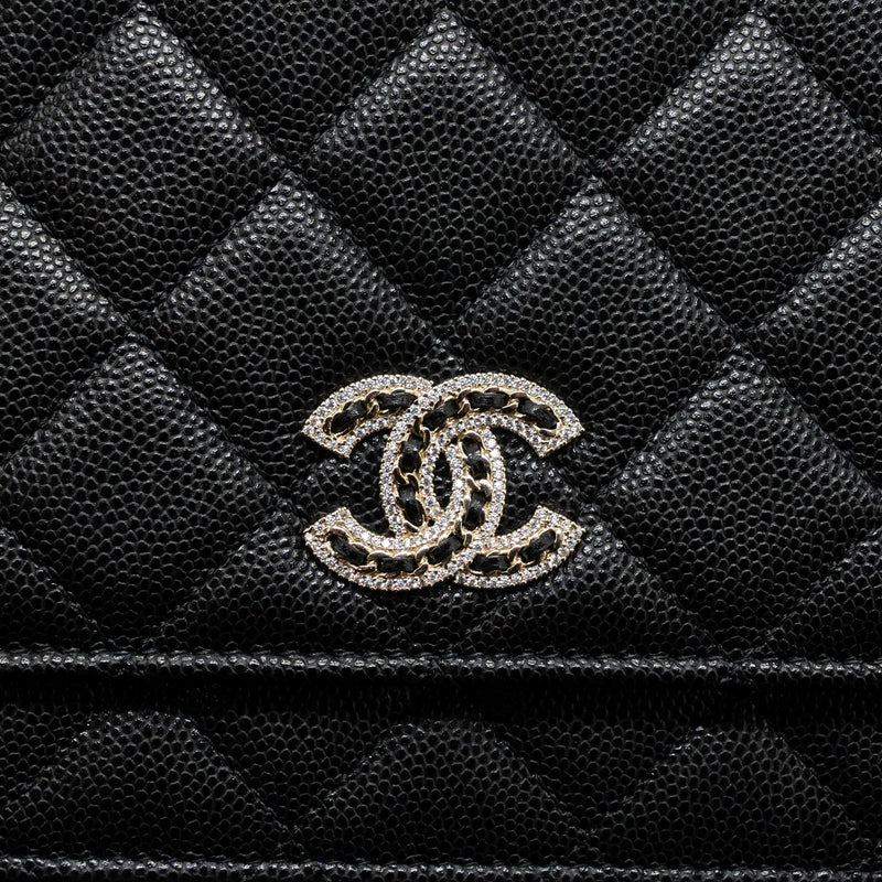 Chanel Detailed Logo Wallet On Chain Caviar Black LGHW (microchip)