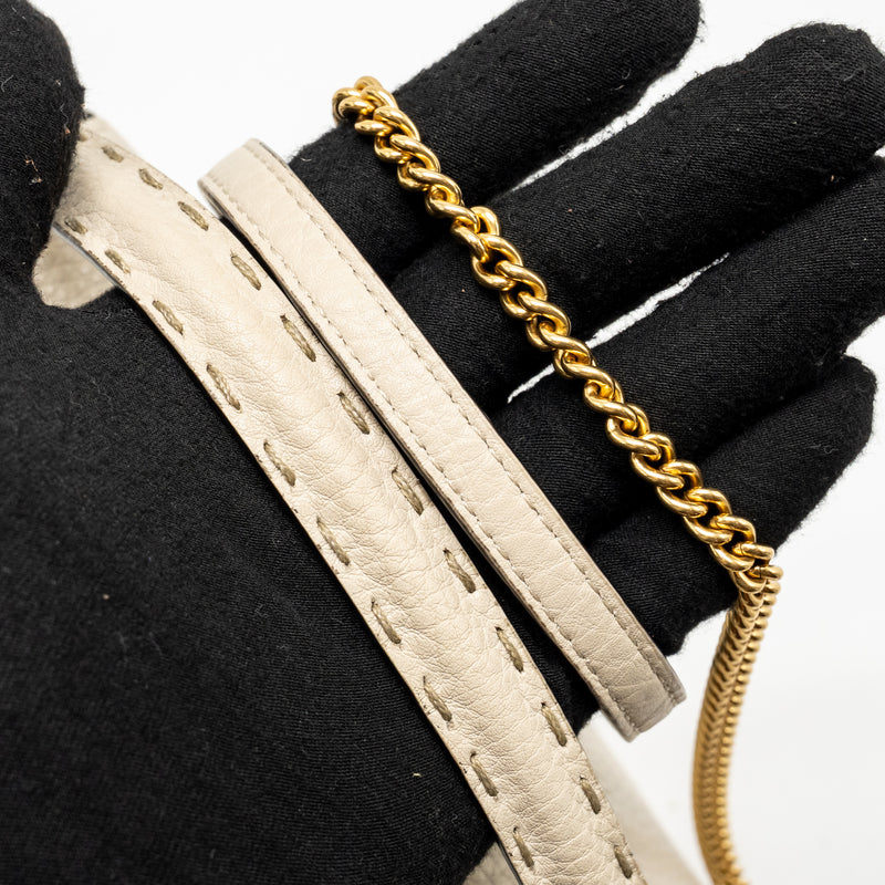 Fendi Mini Baguette Bag Calfskin Light Beige/Green GHW