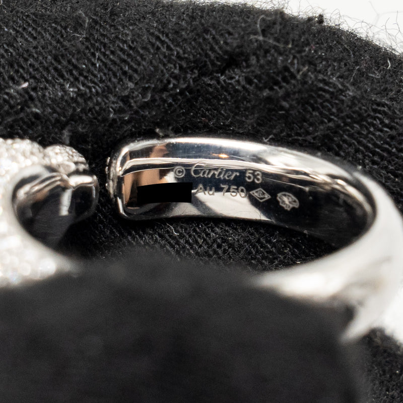 Cartier Size 53 Panthere de Cartier Ring, Small Model, Paved Emeralds, Onyx, White gold with Diamonds