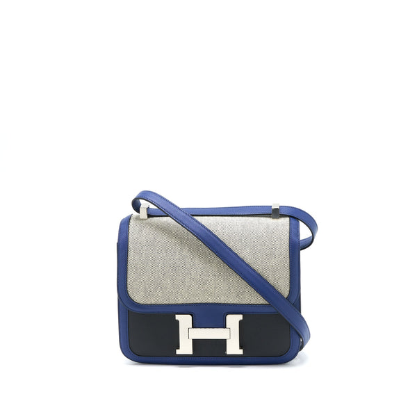 Hermes Constance 24 Swift/Toile Black/Blue Saphir SHW Stamp C