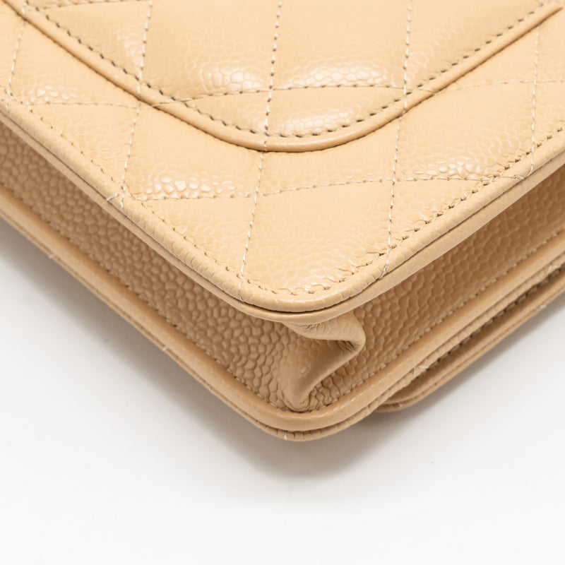 Chanel Classic Wallet On Chain Caviar Beige GHW (microchip)