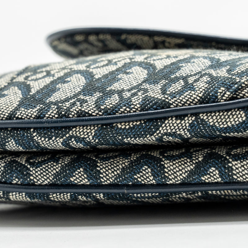 Dior Vintage Saddle Bag Canvas / Leather Blue/Multicolour GHW
