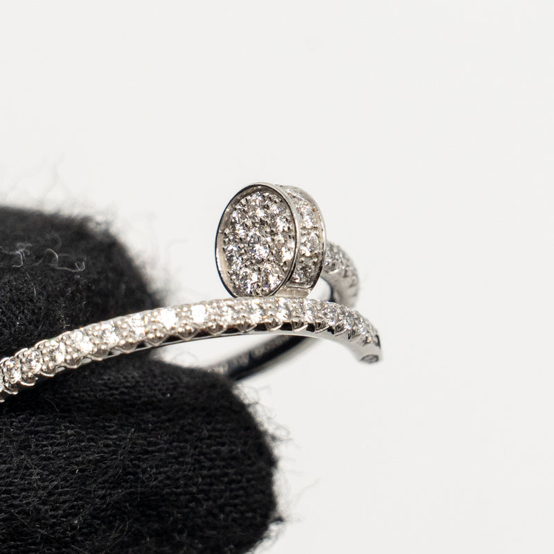 Cartier Size 51 Juste Un Clou Ring, Small Model, Semi-Paved White Gold With Diamonds