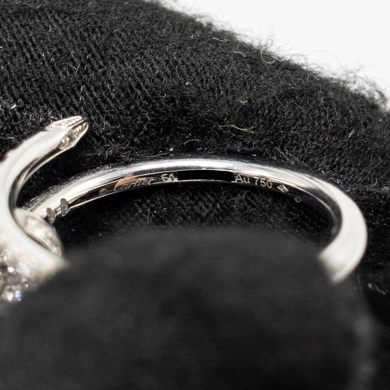 Cartier Size 51 Juste Un Clou Ring, Small Model, Semi-Paved White Gold With Diamonds